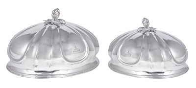 Lot 371 - A PAIR OF VICTORIAN ELECTROPLATE MEAT DISH COVERS