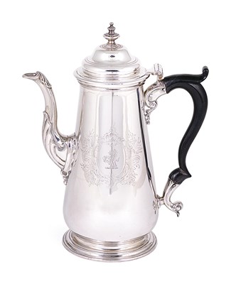 Lot 381 - A GEORGE II SILVER COFFEE POT