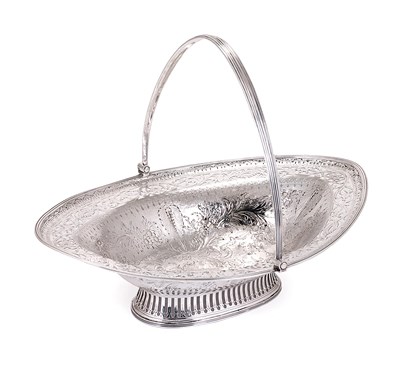 Lot 383 - A GEORGE III LATER CHASED SILVER BASKET
