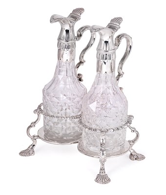 Lot 389 - A GEORGE III SILVER OIL AND VINEGAR FRAME