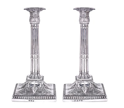 Lot 395 - A PAIR OF GEORGE III SILVER CANDLESTICKS