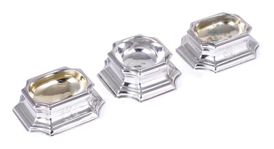 Lot 407 - A PAIR OF GEORGE II SILVER TRENCHER SALTS
