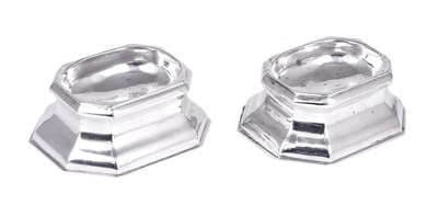 Lot 408 - A PAIR OF GEORGE II SILVER TRENCHER SALTS