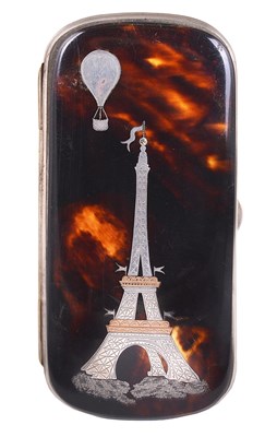 Lot 414 - A FRENCH TORTOISESHELL SOUVENIR CHEROOT CASE