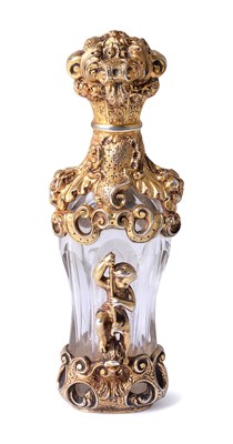 Lot 415 - A FRENCH SILVER-GILT-MOUNTED CUT GLASS SCENT BOTTLE