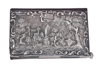 Lot 440 - A WILLIAM IV SILVER-MOUNTED 'CASTLE TOP' AIDE MEMOIRE