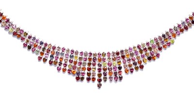 Lot 467 - MULTICOLOURED GEMSTONE FRINGE NECKLACE