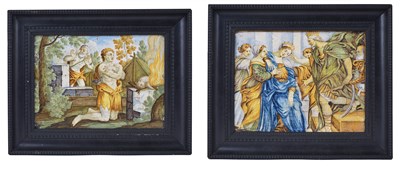 Lot 30 - â€¡TWO CASTELLI MAIOLICA PLAQUES