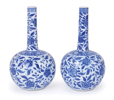 Lot 71 - A PAIR OF CHINESE PORCELAIN BLUE AND WHITE 'G' MARK BOTTLE VASES