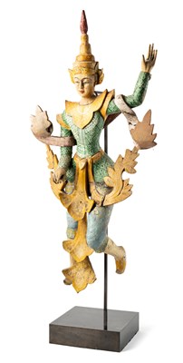 Lot 799 - A PAINTED WOOD FIGURE OF THAGYA-MIN, BURMA (MYANMAR), 19TH CENTURY