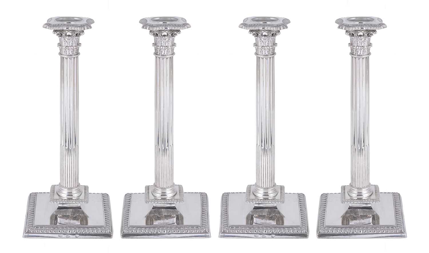 Lot 250 - A SET OF FOUR IRISH GEORGE III SILVER CANDLESTICKS