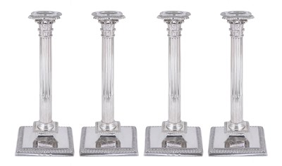 Lot 250 - A SET OF FOUR IRISH GEORGE III SILVER CANDLESTICKS