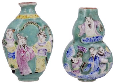 Lot 6 - TWO CHINESE FAMILLE ROSE PORCELAIN SNUFF BOTTLES