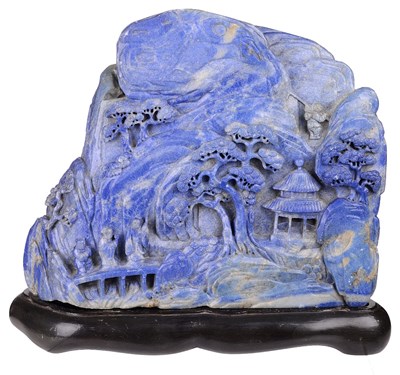 Lot 20 - â€¡ A CHINESE LAPIS LAZULI MOUNTAIN