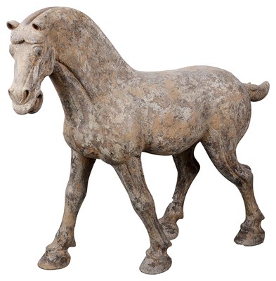 Lot 21 - A CHINESE POTTERY FIGURE OF A HORSE
