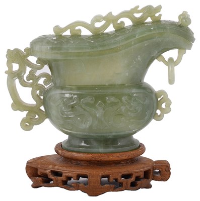 Lot 25 - A CHINESE JADE VESSEL AND COVER