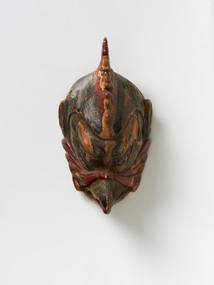 Lot 47 - A JAPANESE MASK NETSUKE OF KARURA (GARUDA)