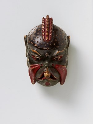 Lot 49 - A JAPANESE MASK NETSUKE OF KARURA (GARUDA)