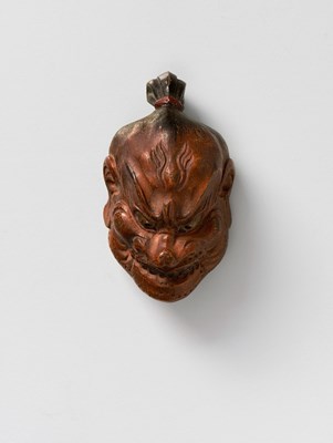 Lot 50 - A JAPANESE MASK NETSUKE OF KONGO-RIKISHI