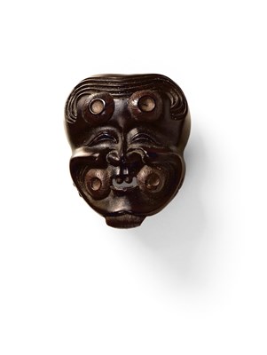 Lot 52 - A JAPANESE MASK NETSUKE OF OKINA