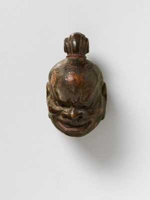Lot 56 - A JAPANESE MASK NETSUKE OF KONGO-RIKISHI