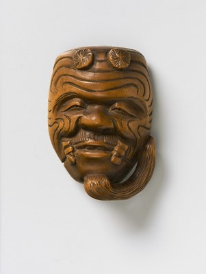 Lot 64 - A JAPANESE MASK NETSUKE OF OKINA