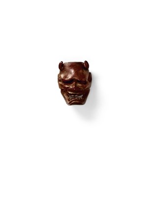 Lot 76 - A JAPANESE MASK NETSUKE OF NAMANARI