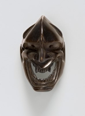 Lot 80 - A JAPANESE MASK NETSUKE OF JA
