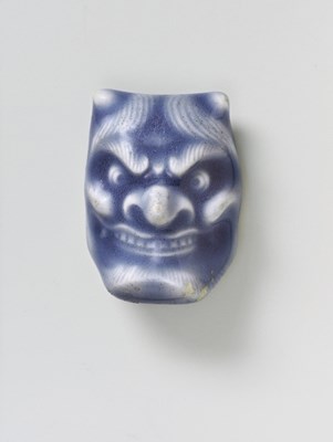 Lot 166 - A JAPANESE MASK NETSUKE OF ONI