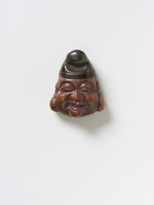 Lot 180 - A JAPANESE MASK NETSUKE OF EBISU