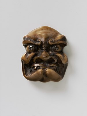 Lot 213 - TWO JAPANESE GROTESQUE NETSUKE MASKS