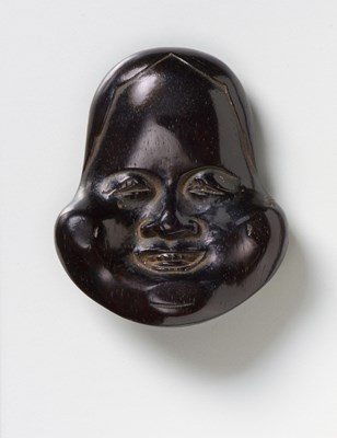 Lot 229 - A JAPANESE MASK NETSUKE OF OTO