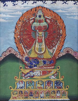Lot 264 - A PAINTING DEPICTING THE MULTILIMBED FORM OF AVALOKITESVARA