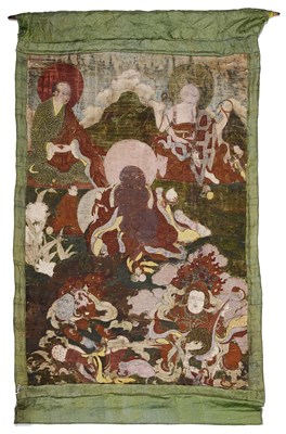 Lot 266 - A THANG-KA DEPICTING AN ARHAT