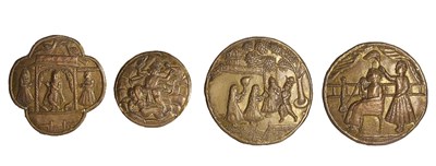 Lot 274 - FOUR COPPER-GILT PLAQUES