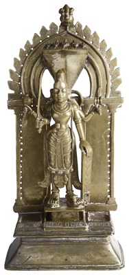 Lot 281 - A LARGE BRASS SHRINE DEPICTING VIRABHADRA