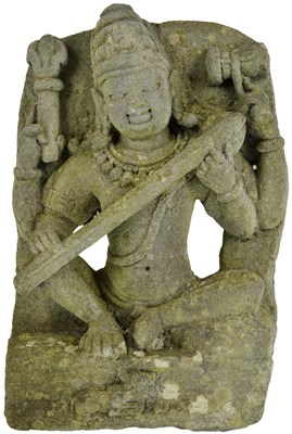 Lot 292 - A SCHIST STELE DEPICTING SIVA VINADHARA