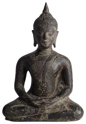 Lot 303 - AN AYUTHIA BRONZE FIGURE OF BUDDHA