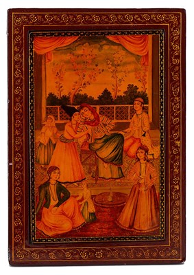 Lot 328 - â€¡ A QAJAR LACQUER MIRROR CASE