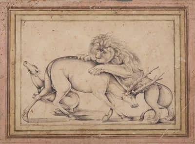 Lot 336 - â€¡ A LION ATTACKING A STAG