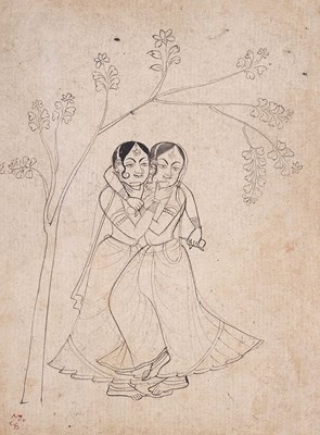 Lot 341 - TWO LEAVES OF INDIAN DRAWINGS