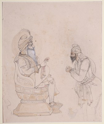 Lot 352 - THE SIKH RULER RANJIT SINGH CONVERSING WITH A NOBLEMAN