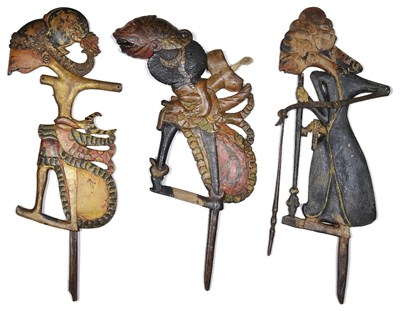 Lot 376 - A COLLECTION OF TWELVE JAVANESE SHADOW PUPPETS (WAYANG KLITIK)