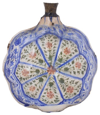 Lot 404 - â€¡ A KIRMAN POTTERY PILGRIM FLASK