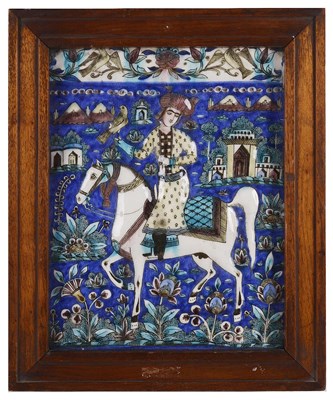 Lot 408 - â€¡ A LARGE QAJAR RELIEF TILE