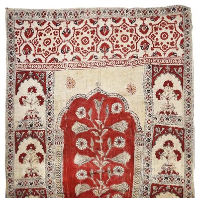 Lot 416 - A PRINTED AND RESIST DYED COTTON HANGING