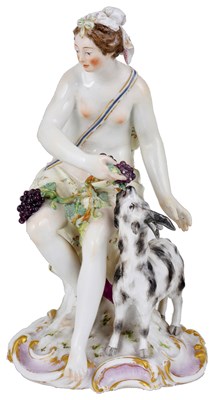 Lot 427 - A BERLIN FIGURE OF A BACCHANTE FEEDING A GOAT