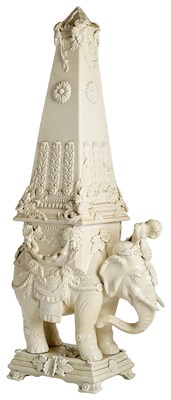 Lot 431 - A PETER WELDON CREAMWARE ELEPHANT OBELISK