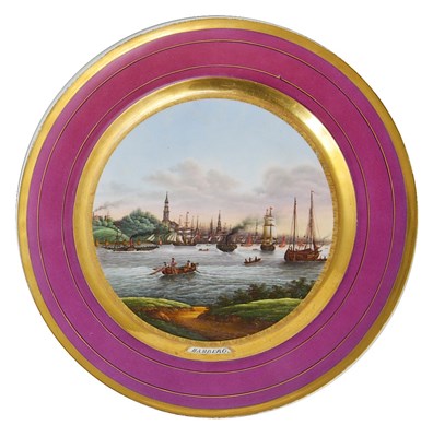 Lot 434 - A MEISSEN OUTSIDE DECORATED TOPOGRAPHICAL PLATE