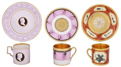 Lot 444 - A PORCELAIN COFFEE CAN AND SAUCER